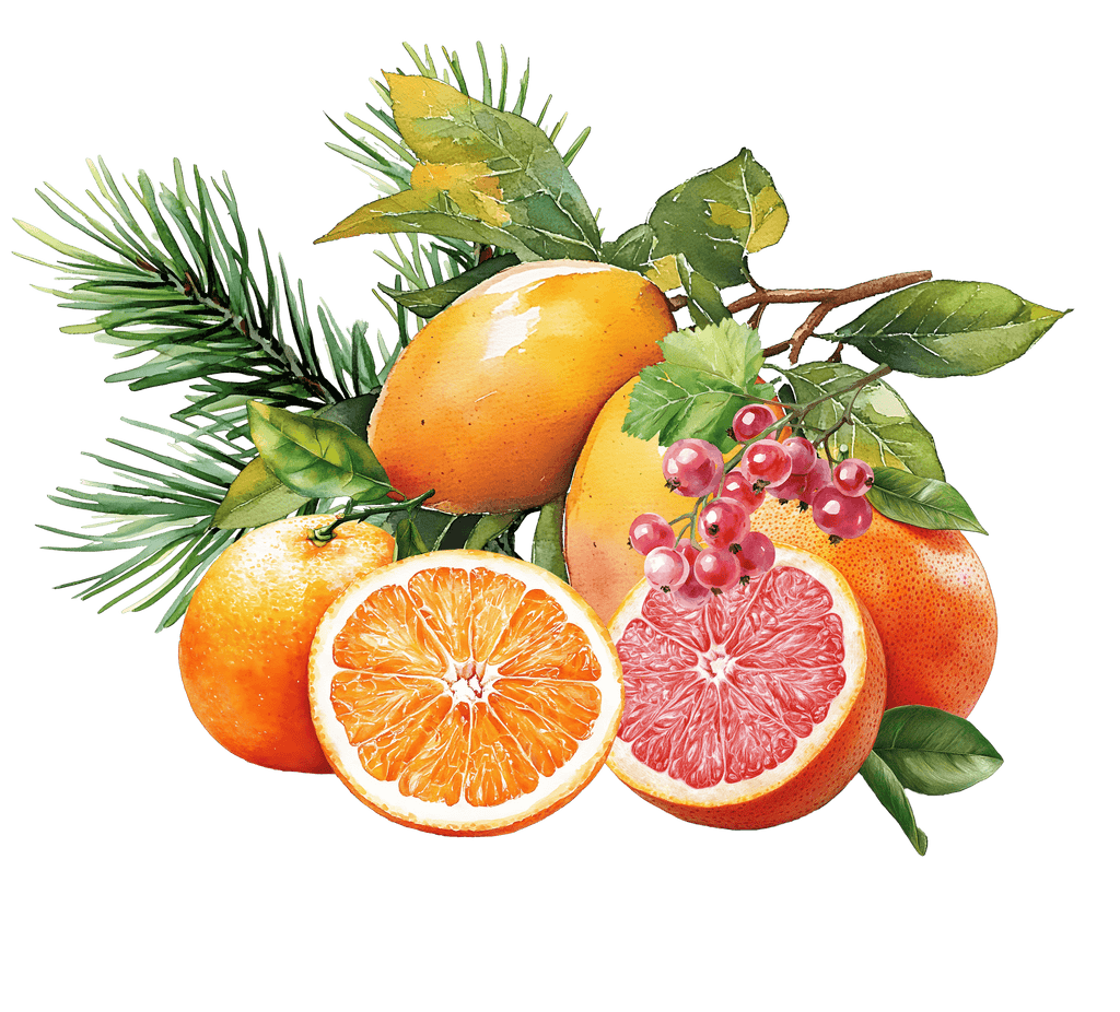 Watercolor style photo for grapefruit mangosteen candle fragrance oil