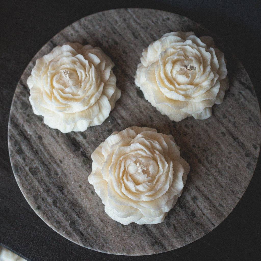 Rapeseed wax pillar candle peony - LILELE STUDIO